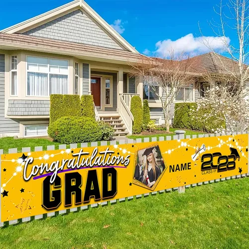 Miniatura 45 de Decoraciones personalizadas para fiestas de graduación 2026 – Cartel de felicitación de graduación grande – Cartel de fondo de graduación