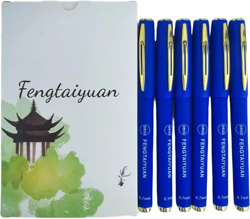Fengtaiyuan B07P18x6, bolígrafos de gel de tinta azul - agarre cómodo antideslizante, tinta azul, punta fina, 0.7mm, tinta de secado rápido, caja de