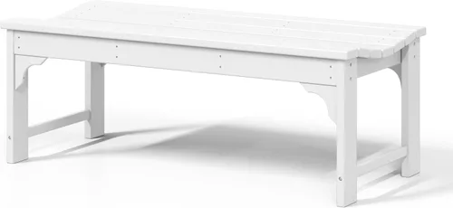 WestinTrends Malibu - Banco para exteriores, resistente a todo tipo de clima, de madera sintética, sin espalda, para patio, jardín, asiento curvado
