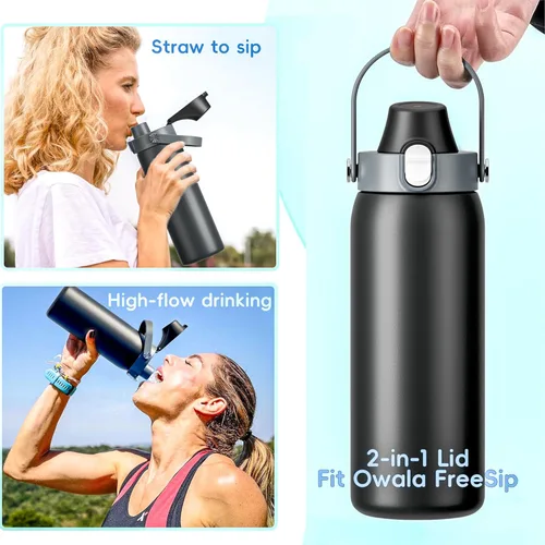 Miniatura 5 de Tapa 2 en 1 para tazas Owala Freesip, tapa de repuesto para Owala de 16 onzas, 24 onzas, 25 onzas, 32 onzas, 40 onzas, tapa superior de botella