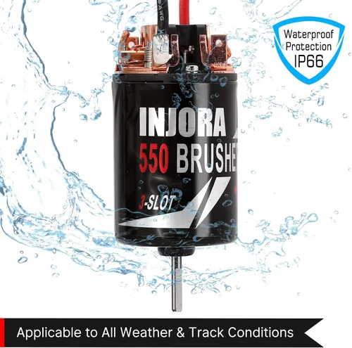 Miniatura 5 de INJORA 550 Motor cepillado impermeable de 3 ranuras 11T 0.669 in motor de eje largo para escala 1/10 RC Car Crawler Truck Buggy Axial SCX10 AXI03007