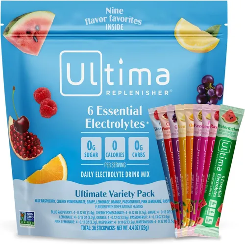 Miniatura 15 de Ultima Replenisher TeaFresher Mezcla de electrolitos diarios en polvo y té instantáneo, sin azúcar, paquete variado, 16 paquetes de barras
