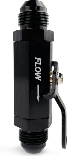 Miniatura 4 de AN8 Válvula de cierre de combustible 8 AN a 8AN macho Control de flujo válvulas de corte de montaje de aluminio anodizado negro