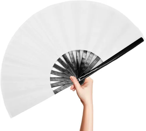 OMyTea Ventilador de mano plegable grande de bambú para hombres y mujeres, ventilador de mano chino japonés de Kung Fu Tai Chi con funda de tela,