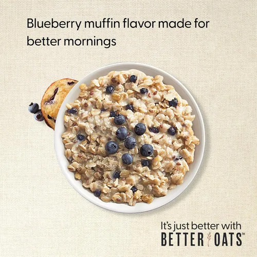 Miniatura 5 de Better Oats Paquetes de avena instantánea gruesos y abundantes, sabor a muffin de arándanos con semillas de lino y granos enteros, desayuno