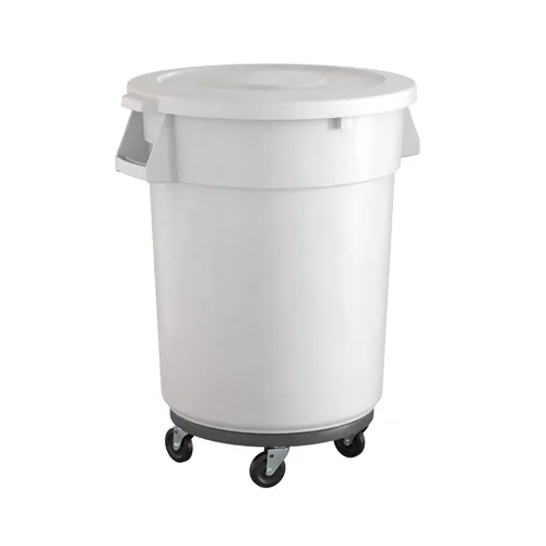 Miniatura 42 de Bote de basura comercial redondo gris de 32 galones con tapa y carrito