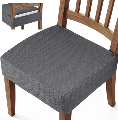 Miniatura 9 de Songrey Juego de 6 fundas de asiento impermeables para sillas de comedor, sin fundas para sillas traseras, elásticas, extraíbles y lavables