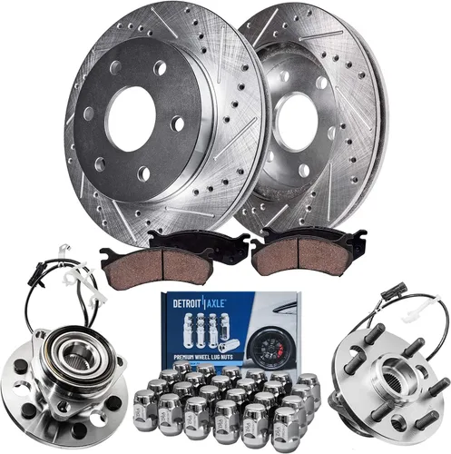 Miniatura 10 de Detroit Axle - Kit de freno delantero para Ford Explorer Mercury Mountaineer 2002-2005 Bujes de rodamiento de rueda perforados y ranurados rotores