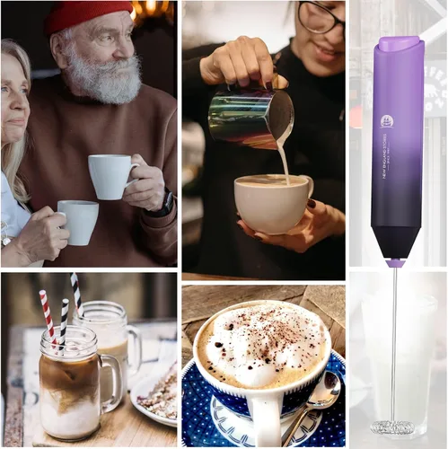 Miniatura 5 de Espumador de leche potente de mano, mini batidor de bebidas para café, capuchino, café con leche, matcha, chocolate caliente, sin soporte, Galaxia