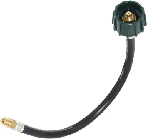 Conectores de manguera pigtail de 15 pulgadas Flame King, 1/4" macho invertido con estriado para RV, furgoneta o remolque, reguladores de cambio