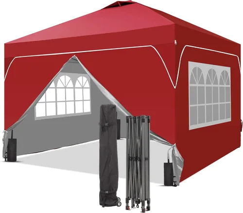 Miniatura 12 de GDY Tienda de campaña desplegable de 10 x 10 pies, gazebo para exteriores con 4 bolsas de arena, toldo fácil de instalar con 3 alturas ajustables