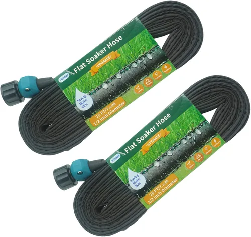 Miniatura 15 de Hlinker Manguera de remojo plana de 15 pies para camas de jardín, manguera de riego por goteo constante enlazable de 15 pies y 1/2 pulgadas, ahorra