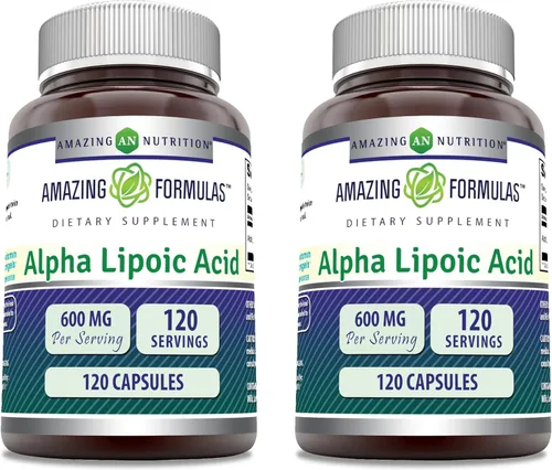Miniatura 9 de Amazing Formulas - Ácido alfa lipoico Suplemento de 600 mg por porción, cápsulas, sin OMG, sin gluten, fabricado en Estados Unidos