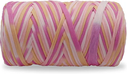 Miniatura 8 de Hilo de camiseta de 160 yardas de tela de ganchillo de tela de ganchillo colorido para ganchillo para principiantes DIY bolsa de manualidades a mano