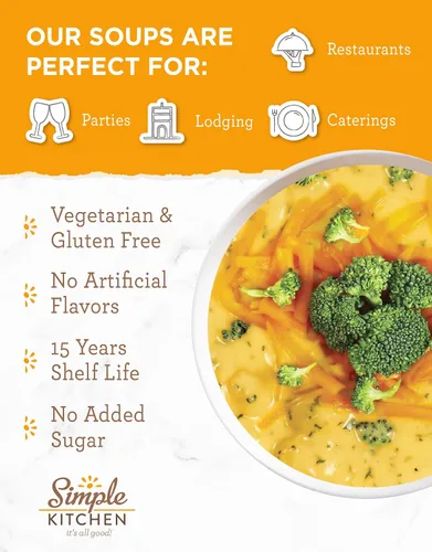 Miniatura 4 de Simple Kitchen - Mezcla de sopa de queso y brócoli, 17 porciones para preparación de comidas, vegetariana, sin gluten y liofilizada, sopa de brócoli