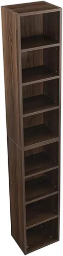 Miniatura 8 de Estante de torre multimedia de 8 niveles, gabinete de almacenamiento delgado para CD y DVD con estantes ajustables, estantería alta y estrecha