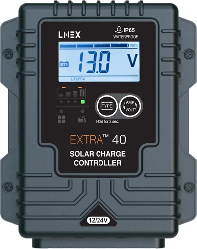 Miniatura 10 de LNEX Controlador de carga solar impermeable, regulador de panel solar de 30A con sensor de temperatura, LCD retroiluminado, controlador solar PWM