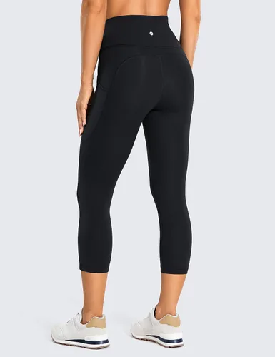Miniatura 2 de CRZ YOGA Leggings capri de entrenamiento de sensación desnuda cepillada con bolsillos de 19 pulgadas, cintura alta, pantalones de yoga con control