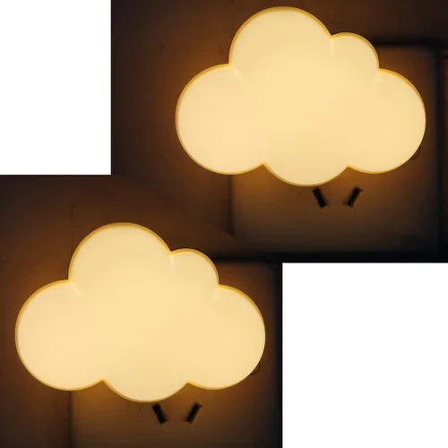 AUSAYE Paquete de 2 luces LED de noche enchufables, luz nocturna de nube, mini luces nocturnas bonitas para adultos y niños Base amarilla