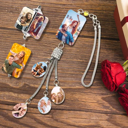 Miniatura 8 de Colgante de cristal con foto personalizada para automóvil, hogar, adornos colgantes con imagen personalizada, espejo retrovisor de coche, accesorios