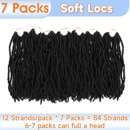 Miniatura 5 de Soft Locs de 10 pulgadas, cabello Faux Locs para crochet, 7 paquetes de Soft Locs cortos para crochet para niños, cabello pre-enrollado Soft Faux