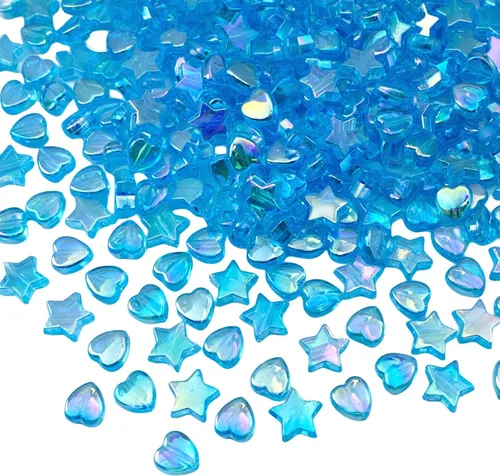 600 cuentas acrílicas con forma de corazón y estrella, colores AB de acrílico transparente, surtidos de cuentas planas de colores, cuentas sueltas