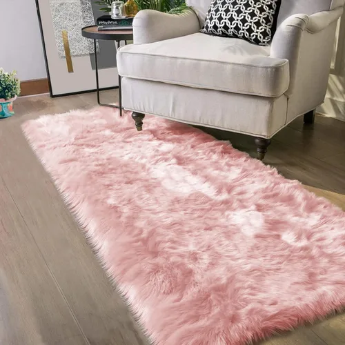 Miniatura 69 de Latepis - Tapete rectangular de piel sintética tipo lana de oveja suave, esponjosa y lavable para sala de estar, dormitorio, sala de juegos o Blanco