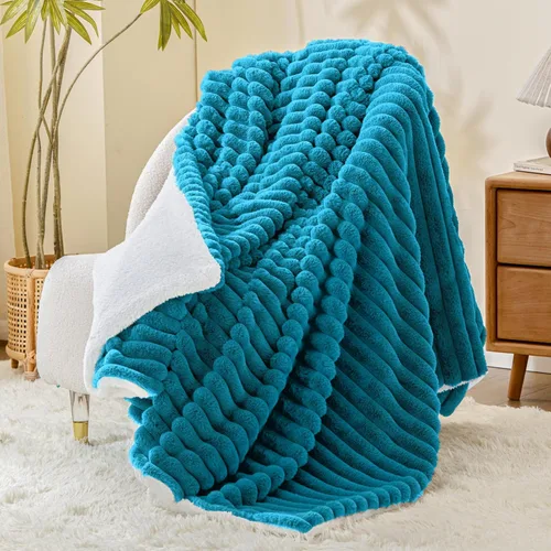 Miniatura 37 de INFIIXSO Manta de forro polar Sherpa tamaño Queen – Forro polar a rayas súper suave y cálido, acogedora manta de cama grande de felpa mullida