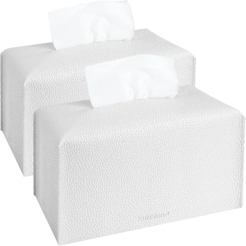 Miniatura 8 de 2 soportes para caja de pañuelos, cuadrado con cinturón inferior, cubierta de cubo de piel sintética, organizador decorativo para mesa, baño