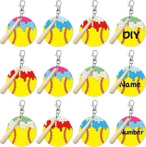 Miniatura 9 de 12 juegos de llaveros acrílicos de baloncesto en blanco, kit de bricolaje con tema de baloncesto a granel de 1.6 x 0.8 pulgadas, llavero acrílico