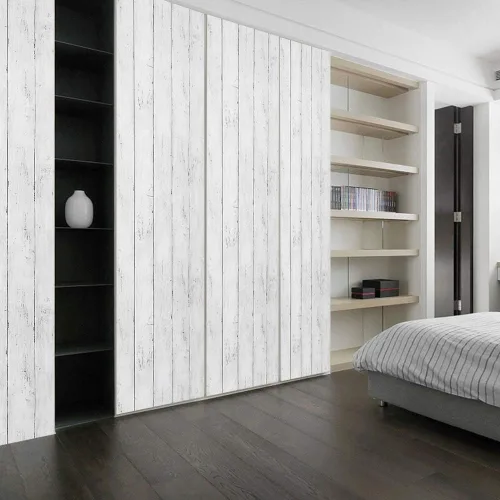 Miniatura 5 de Livelynine Shiplap Papel Tapiz Despegar y Pegar Papel de Contacto de Madera Blanca Papel Tapiz Decorativo Removible Rollo Papel Adhesivo para Tablón