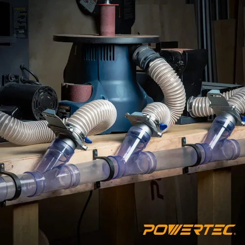 Miniatura 8 de POWERTEC 70325 Compuerta de aspiración de 2-1/2 pulgadas, con antiobstrucción y sello contra fugas de aire para recolección de polvo Puerta