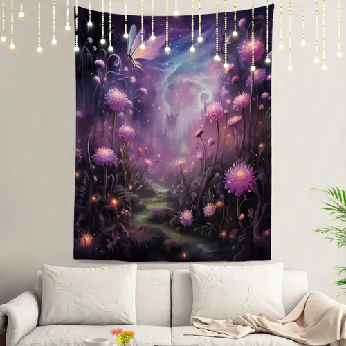 Miniatura 54 de Shrahala Tapiz de pared con paisaje de lago de otoño, bosque amarillo, para colgar en la pared, tapiz grande, decoración de fibra de poliéster