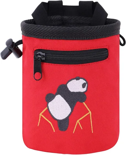 Miniatura 9 de AMC Bolsa de tiza con diseño de panda escalada en roca con cinturón ajustable