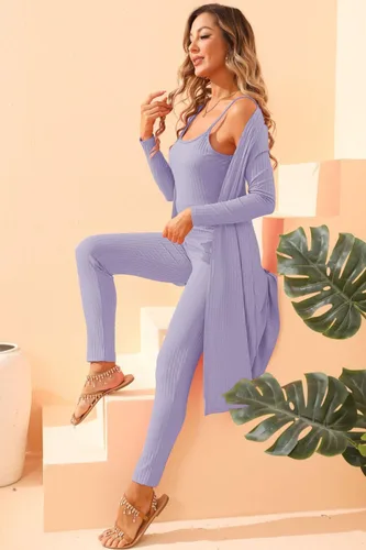 Miniatura 6 de Conjunto de 3 piezas para mujer, conjunto de pijamas, pantalones deportivos, conjunto deportivo