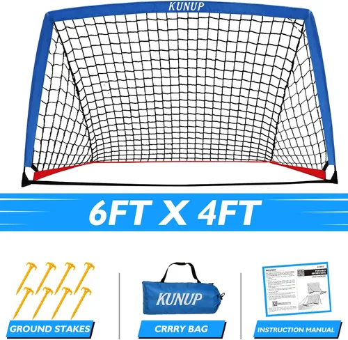 Miniatura 7 de Portería de fútbol portátil de 5 x 3, 6 x 4, 9 x 5 pies, para patio trasero, red de práctica de fútbol plegable con bolsa de transporte para niños