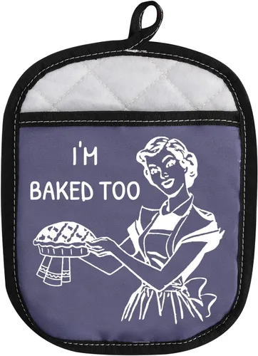 Novedoso regalo para hornear, resistente al calor, almohadilla para horno con bolsillo, I'm Baked Too Funny Baker Gift para mamá, hermana, amiga Yo