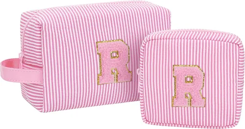 Miniatura 25 de MONSTINA Cesta de Pascua para adolescentes, bolsa de maquillaje con inicial, bolsa de cosméticos personalizada para niñas y mujeres, bonita bolsa