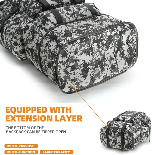Miniatura 3 de Mochila de senderismo MOLLE de 70L/100L Mochila impermeable para viajar (camuflaje ciudad)