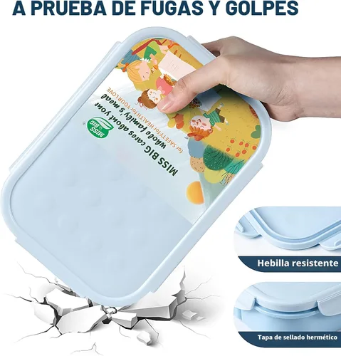 Miniatura 3 de MISS BIG® Fiambrera estilo bento,Fiambrera estilo bento para niños,Fiambrera para niños,Fiambrera para niños a prueba de fugas,Contenedores