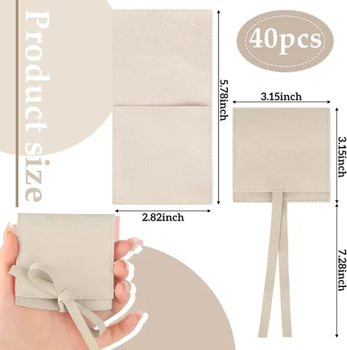 Miniatura 2 de Lothee 40 piezas de bolsa de joyería de microfibra de 8x8 cm, bolsas de regalo pequeñas de lujo con lazo de microfibra para embalaje de pulseras
