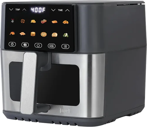 Miniatura 3 de LIVWELL Smart Touch - Freidora de aire de 8 cuartos con pantalla táctil LED y cesta de ventana de vidrio de acero inoxidable 12 preajustes, sin
