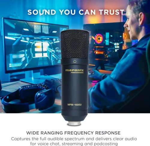 Miniatura 7 de Marantz Professional MPM-1000U - Micrófono de condensador USB para juegos, streaming y podcasting - Interfaz de audio incorporada, soporte