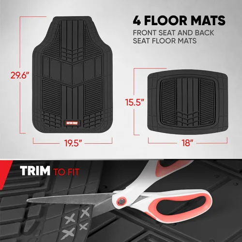 Miniatura 4 de Motor Trend FlexTough Tapetes de Piso Negros para Automóviles y Tapete de Carga Juego Completo - Tapetes de Piso Automotrices de Goma para Todo Tipo