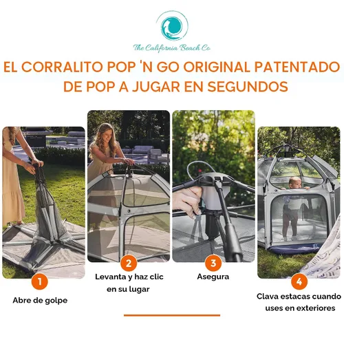 Miniatura 2 de POP 'N GO PLAYPEN - Corralito para bebés y niños pequeños para interiores y exteriores - Tienda de playa para bebés, plegable, portátil con toldo
