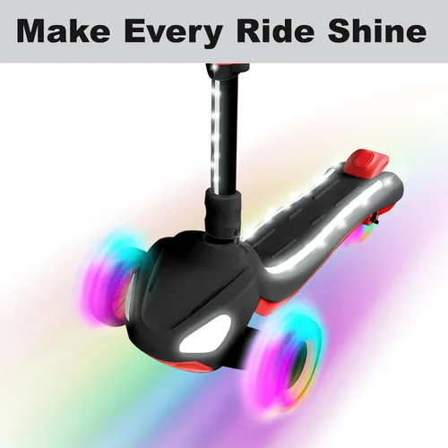 Miniatura 4 de Patinete eléctrico de 3 ruedas para niños de 3 a 10 años, con cesta de almacenamiento, pantalla LCD, luces de cuerpo completo, cubierta ancha, L