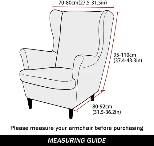 Miniatura 6 de Fundas elásticas para silla de ala, 2 piezas, fundas elásticas de terciopelo suave con parte inferior elástica para sala de estar y dormitorio Beige