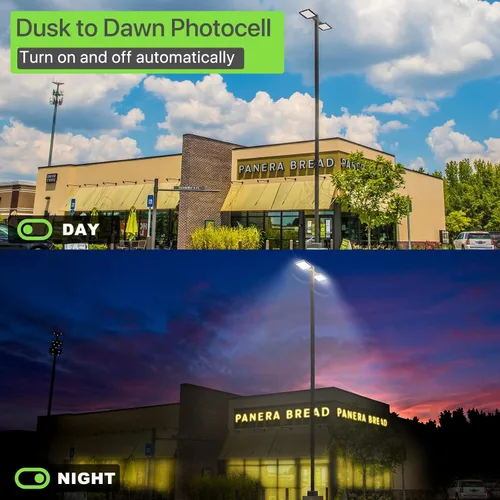 Miniatura 5 de Glitgate Luz LED de estacionamiento de 300 W, 45000 lm, 5000 K, brazo ajustable, luz de calle con sensor de fotocélula del atardecer al amanecer