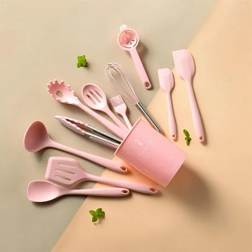 Miniatura 8 de Juego de utensilios de cocina, 12 piezas de utensilios de cocina de silicona (apto para lavavajillas), juego de espátulas resistentes al calor