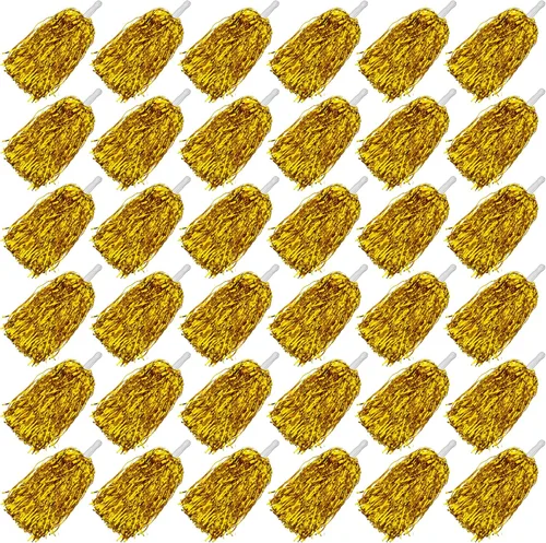 Miniatura 18 de HAVAGDTM 36PCS Cheerleading Pom Poms Metallic Foil Plastic Pom Poms with Baton Handle for Game Sports Squads Dancing Party Football Basketball Club
